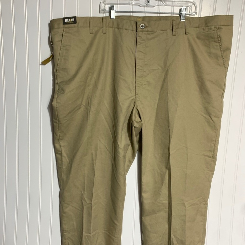 Lee Mens 54x32 Total Freedom Relaxed Fit Pants Khaki Cotton Blend Flex2Fit New